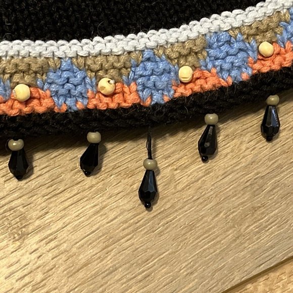 Storybook Knits Cardigan Sweater SZ Large Black Deco Glamour Knit Beaded - Picture 7 of 12